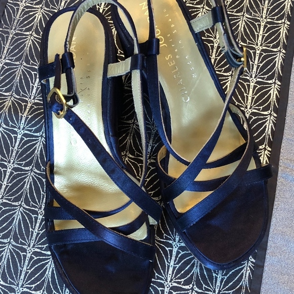 Charles Jourdan Blue Strappy Sandal 5 - Picture 1 of 8